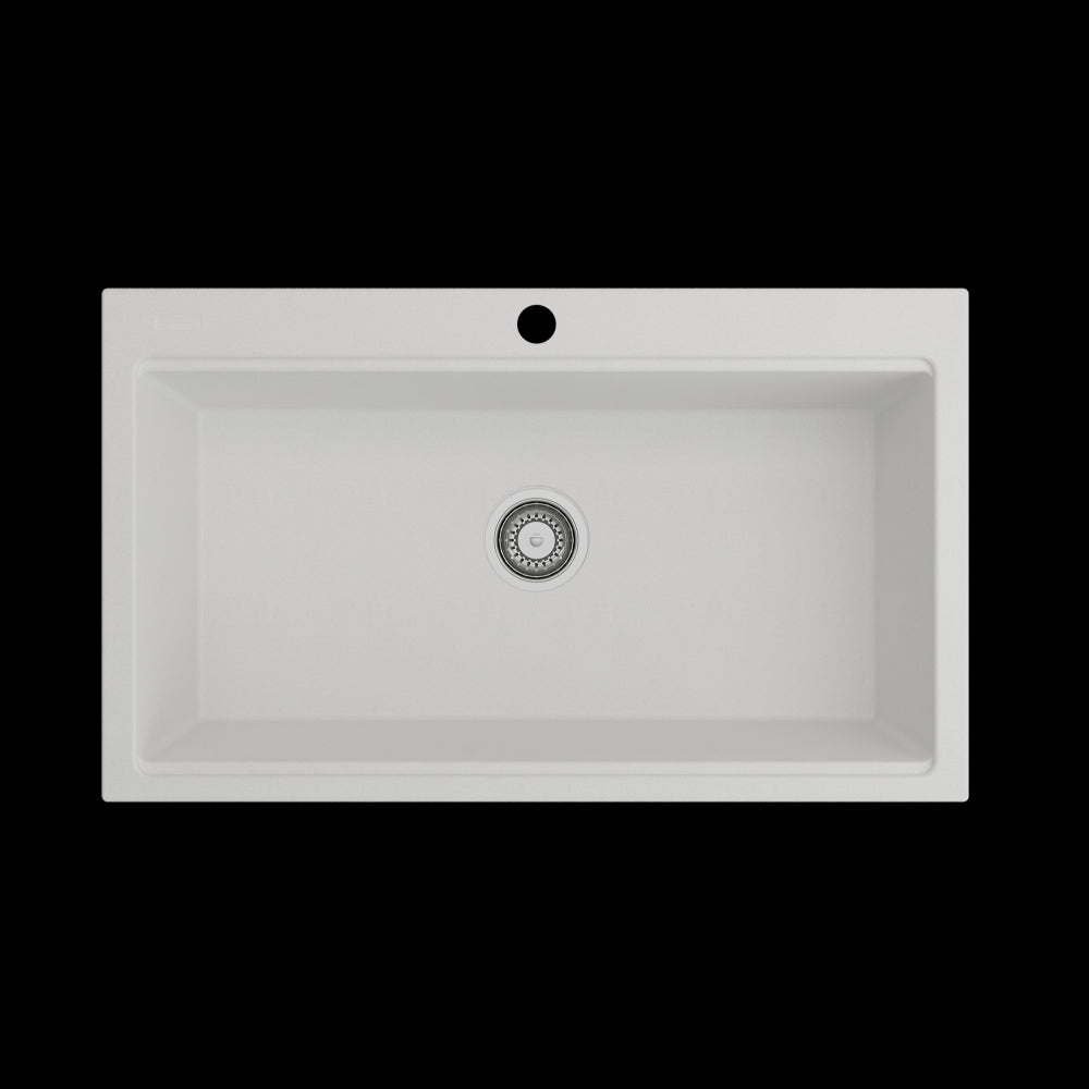 Baveno Lux Dual-Mount 34 in. Single Bowl Kitchen Sink in Milk White