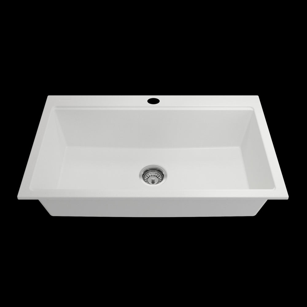 Baveno Lux Dual-Mount 34 in. Single Bowl Kitchen Sink in Milk White