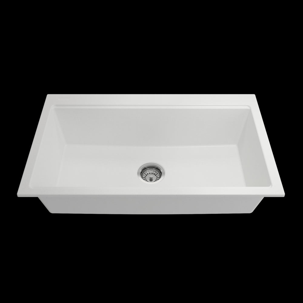 Baveno Lux Dual-Mount 34 in. Single Bowl Kitchen Sink in Milk White