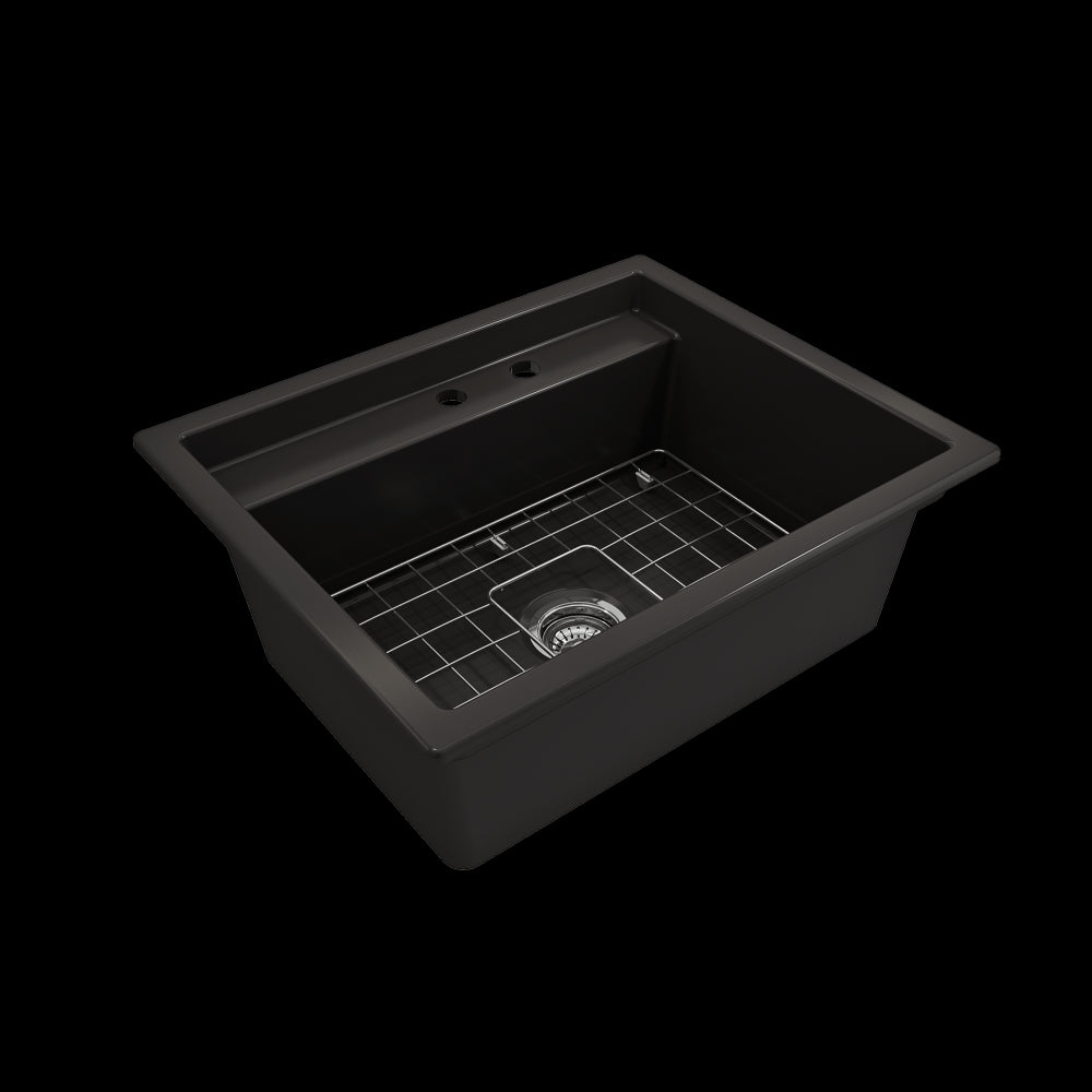 Baveno Uno Dual-Mount with Workstation Fireclay 27 in. in Matte Black
