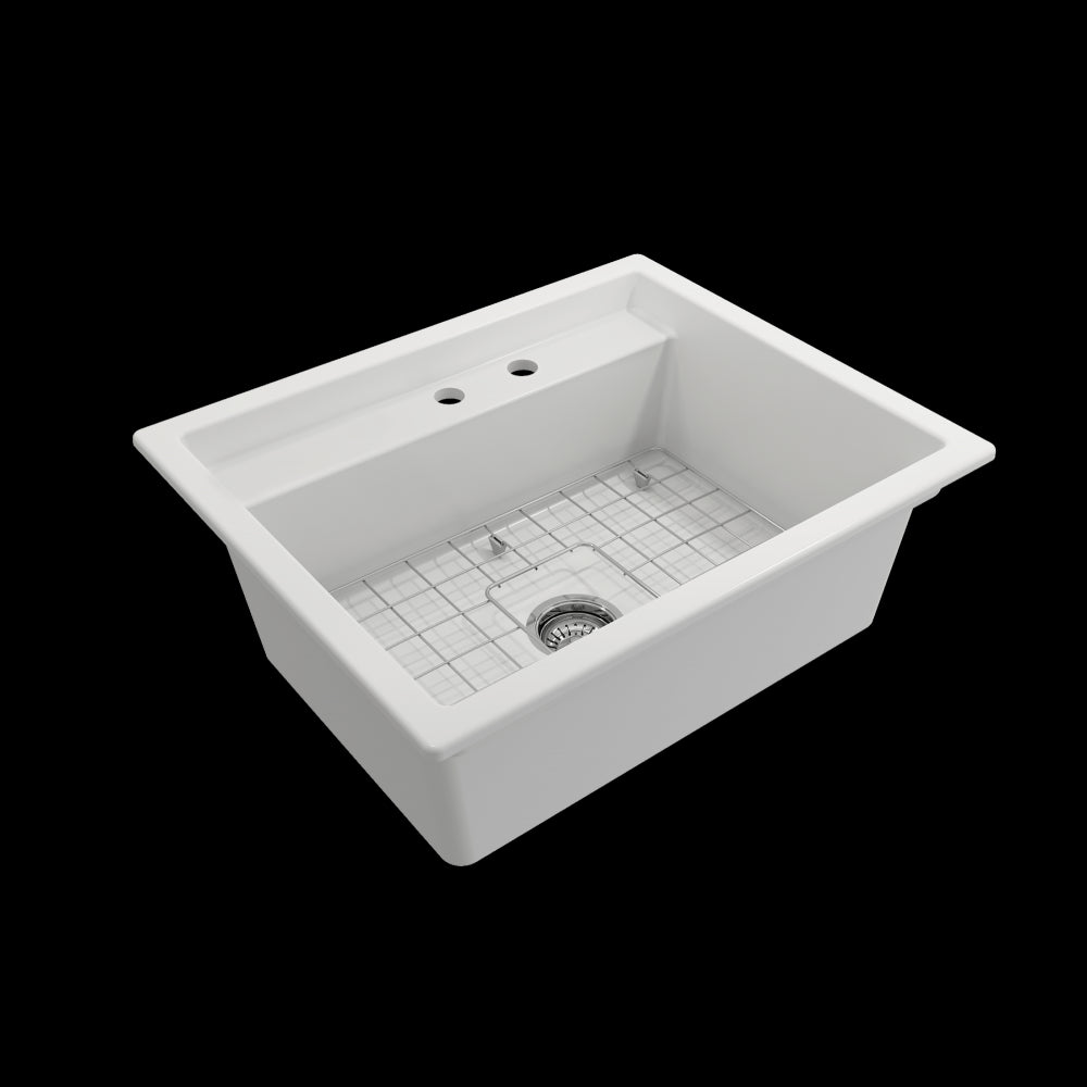 Baveno Uno Dual-Mount with Workstation Fireclay 27 in. in Matte White