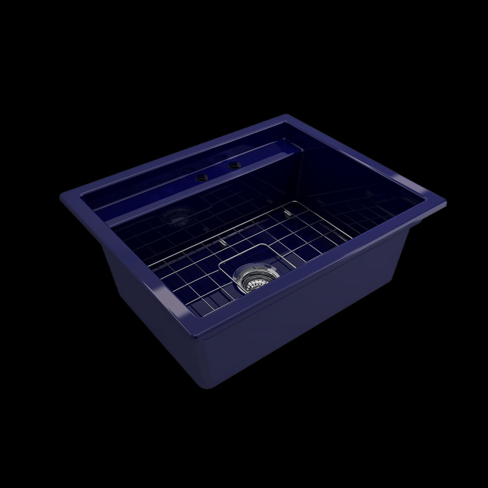 Baveno Uno Dual-Mount with Workstation Fireclay 27 in. in Sapphire Blue