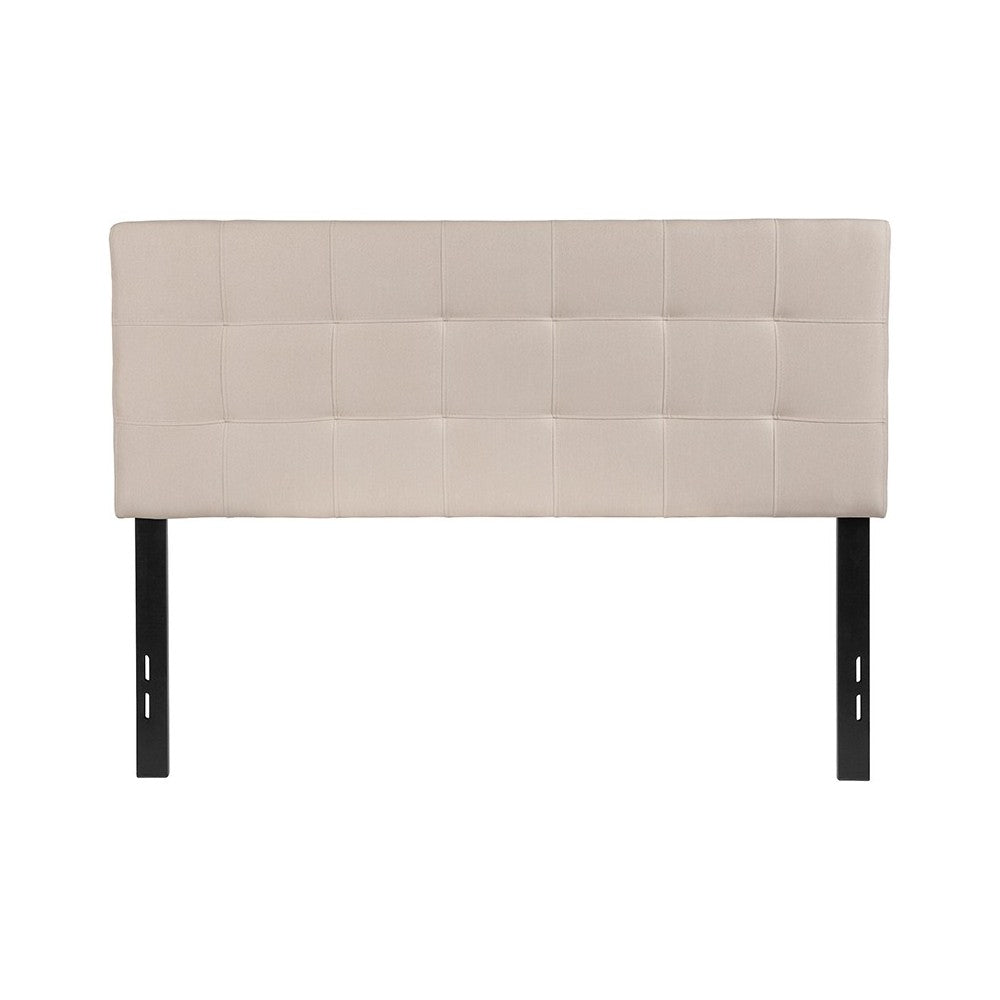 Bedford Tufted Upholstered Full Size Headboard in Beige Fabric