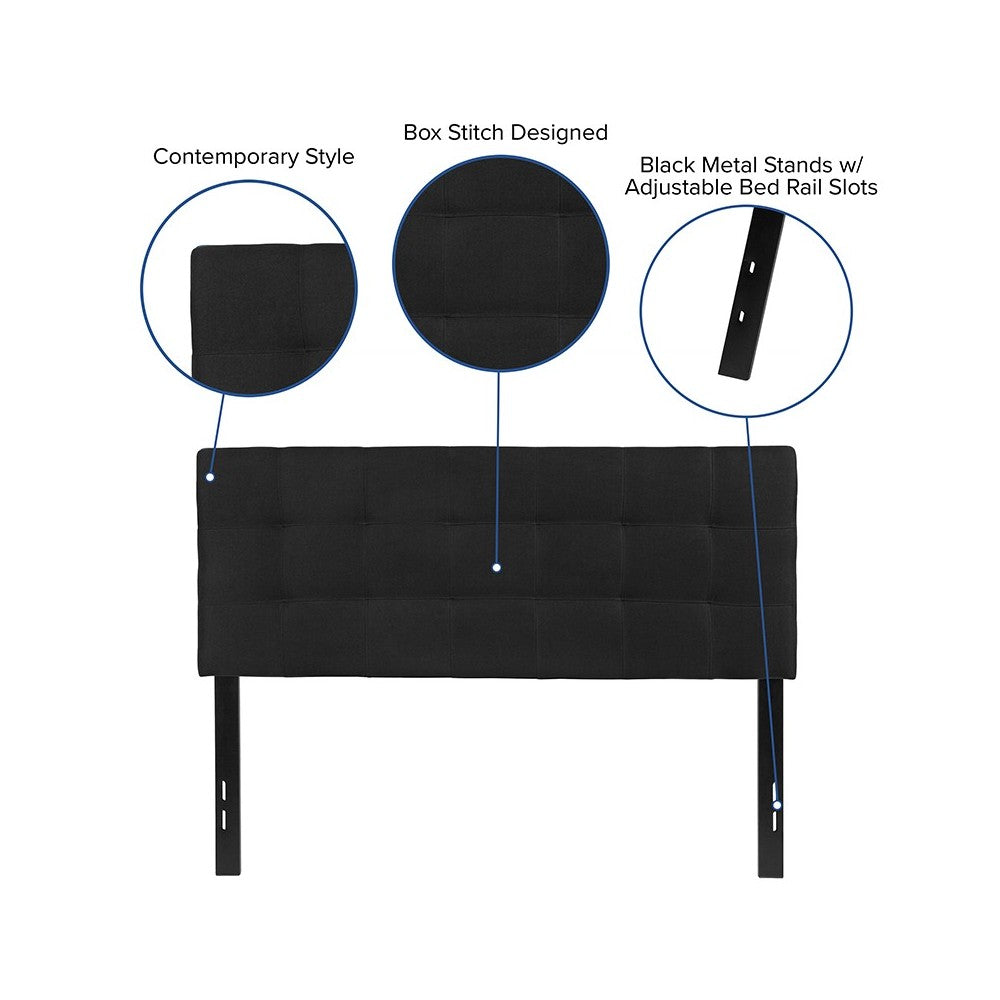 Bedford Tufted Upholstered Full Size Headboard in Black Fabric