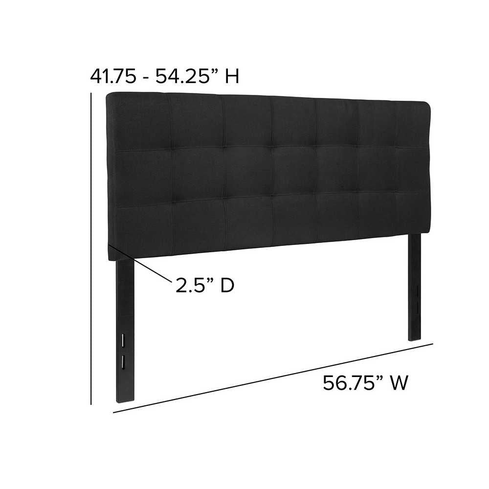 Bedford Tufted Upholstered Full Size Headboard in Black Fabric