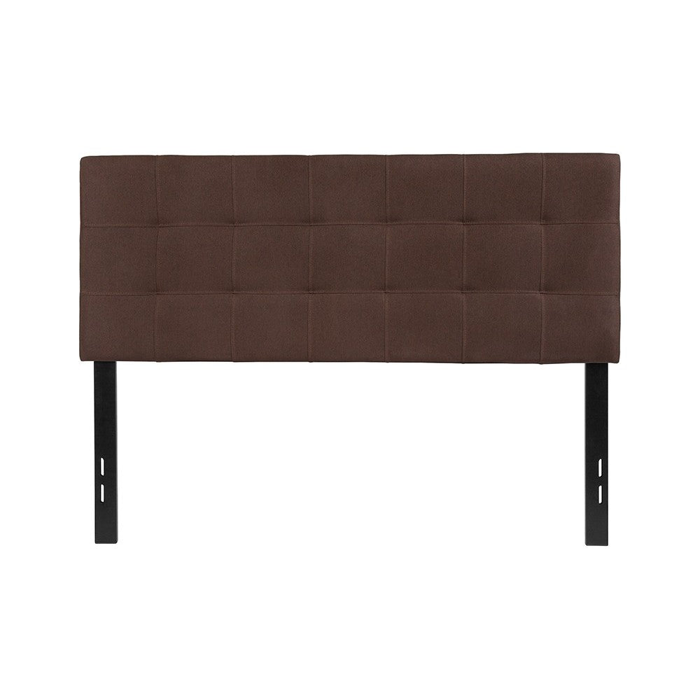 Bedford Tufted Upholstered Full Size Headboard in Dark Brown Fabric