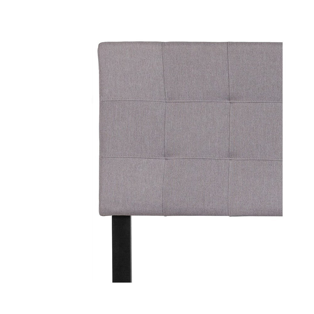 Bedford Tufted Upholstered Full Size Headboard in Light Gray Fabric