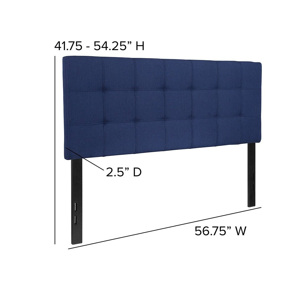 Bedford Tufted Upholstered Full Size Headboard in Navy Fabric