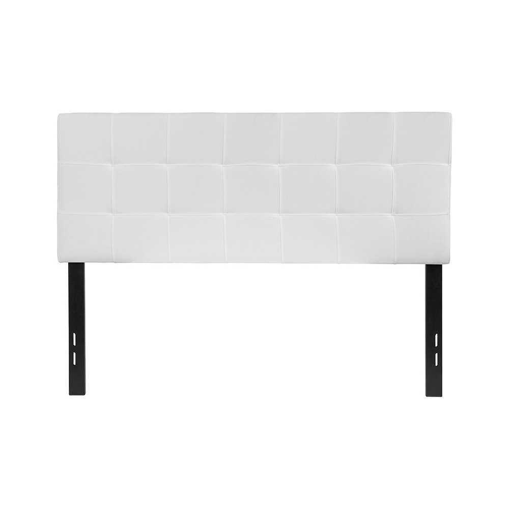 Bedford Tufted Upholstered Full Size Headboard in White Fabric