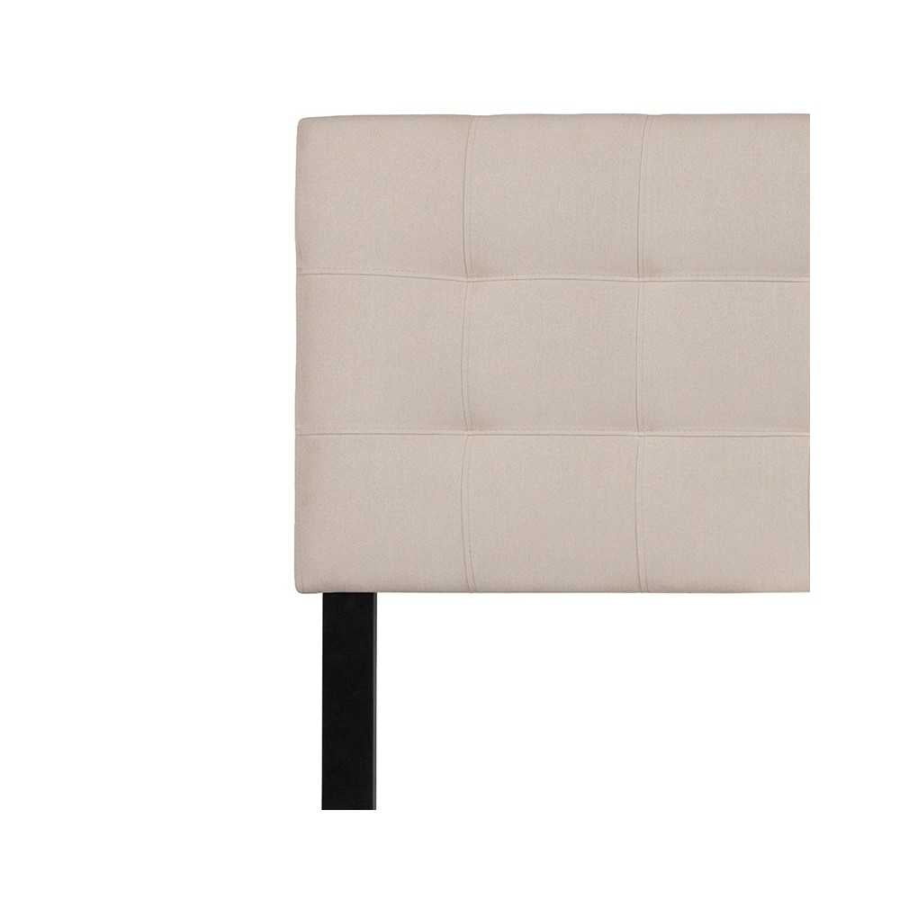 Bedford Tufted Upholstered King Size Headboard in Beige Fabric