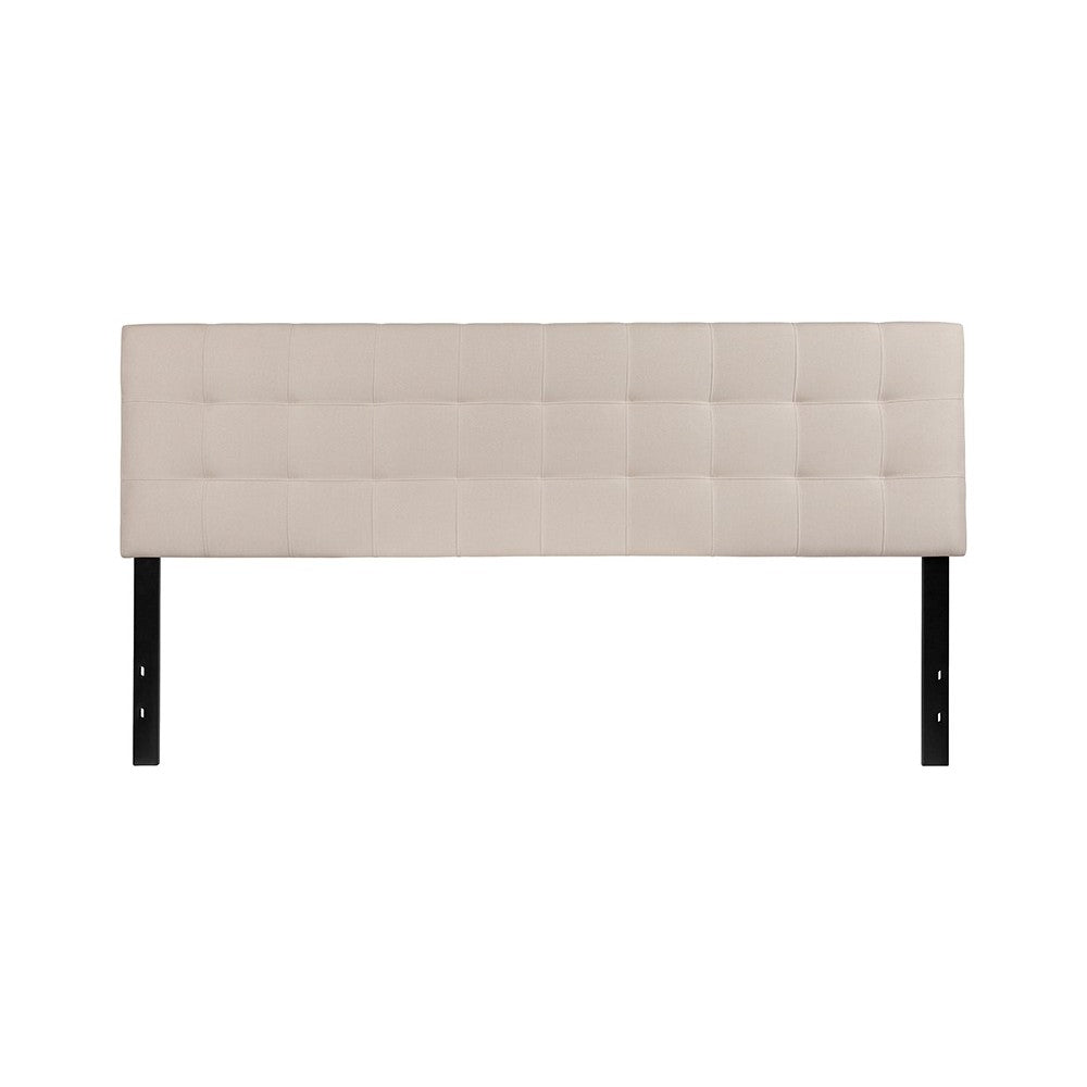 Bedford Tufted Upholstered King Size Headboard in Beige Fabric