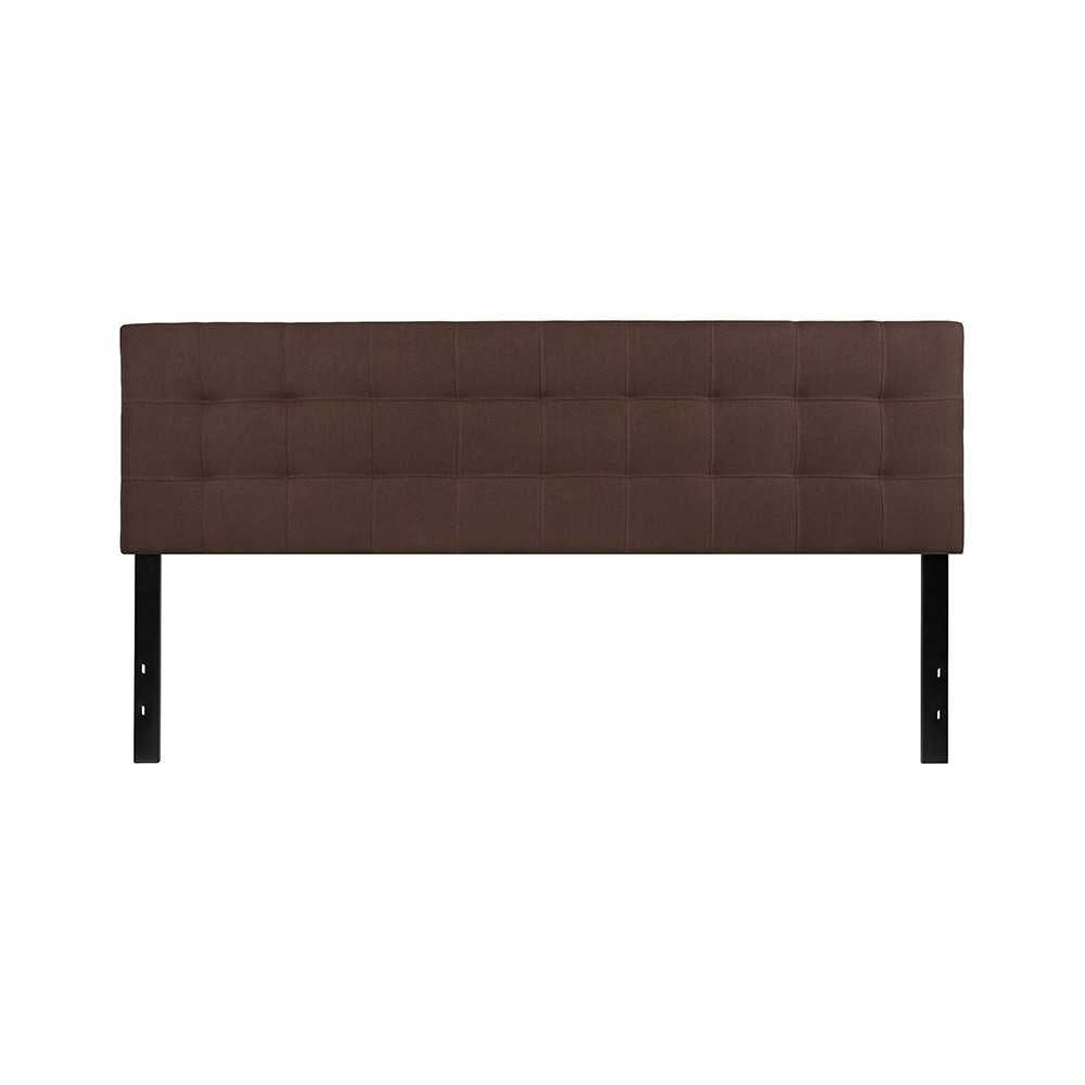 Bedford Tufted Upholstered King Size Headboard in Dark Brown Fabric