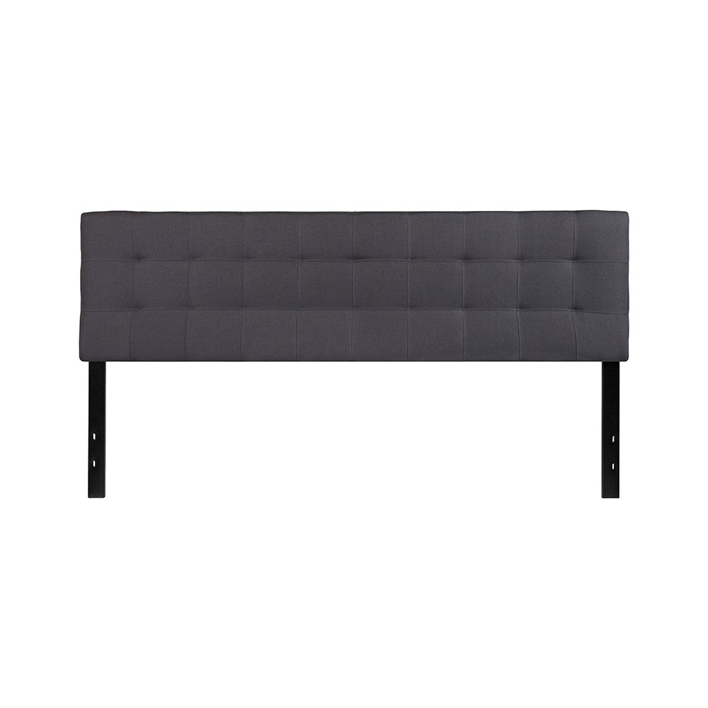 Bedford Tufted Upholstered King Size Headboard in Dark Gray Fabric