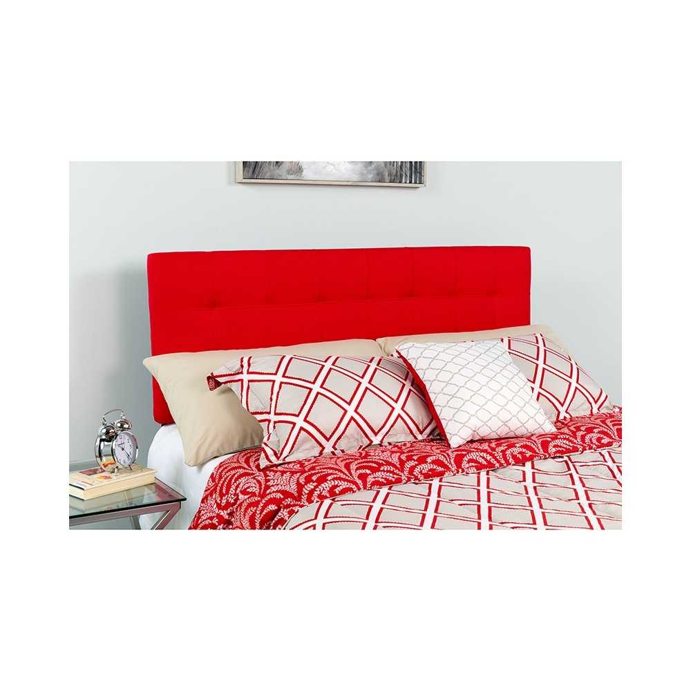 Bedford Tufted Upholstered King Size Headboard in Red Fabric
