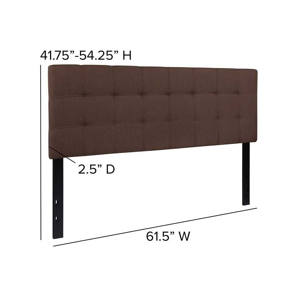 Bedford Tufted Upholstered Queen Size Headboard in Dark Brown Fabric