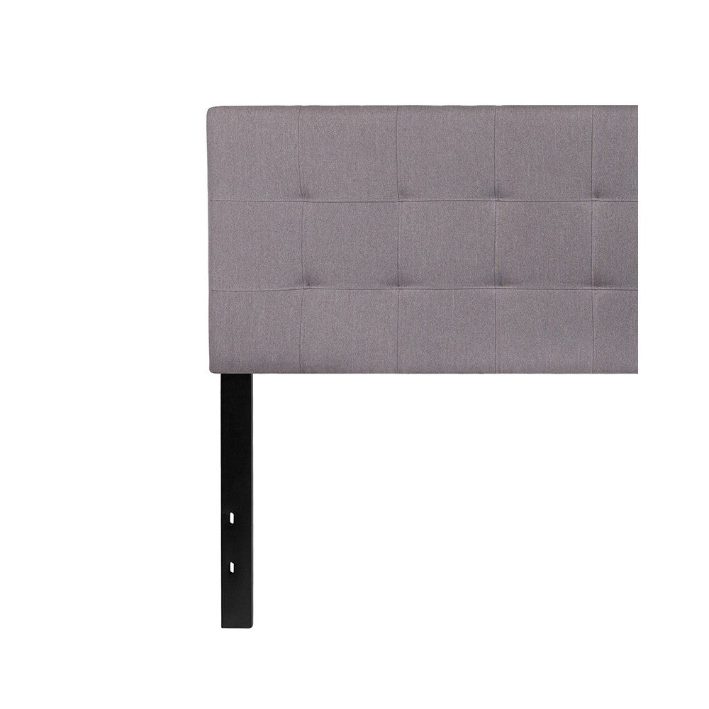 Bedford Tufted Upholstered Queen Size Headboard in Light Gray Fabric