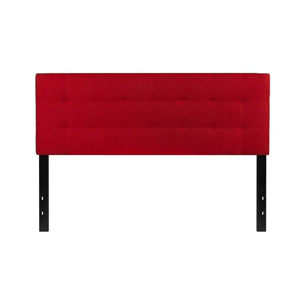 Bedford Tufted Upholstered Queen Size Headboard in Red Fabric