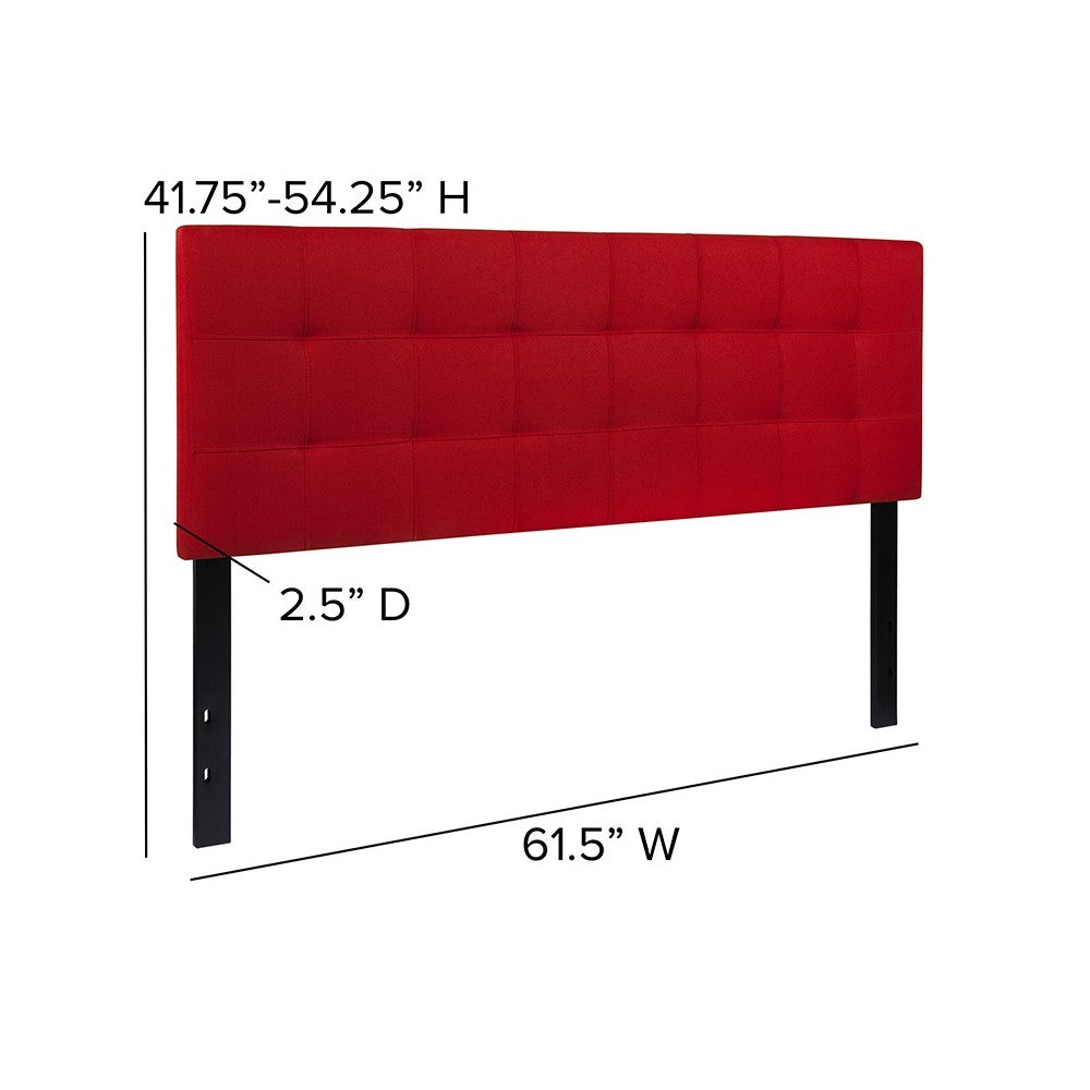 Bedford Tufted Upholstered Queen Size Headboard in Red Fabric