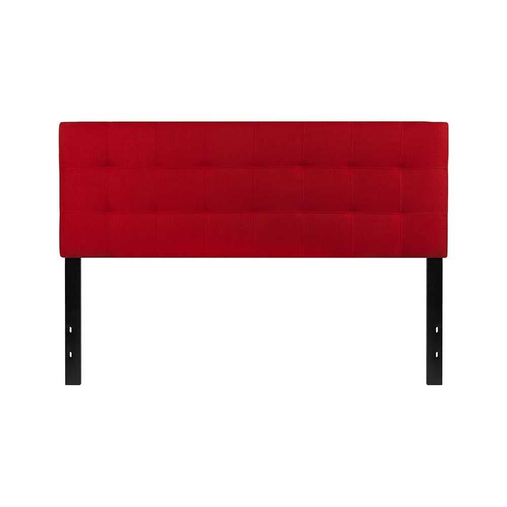 Bedford Tufted Upholstered Queen Size Headboard in Red Fabric