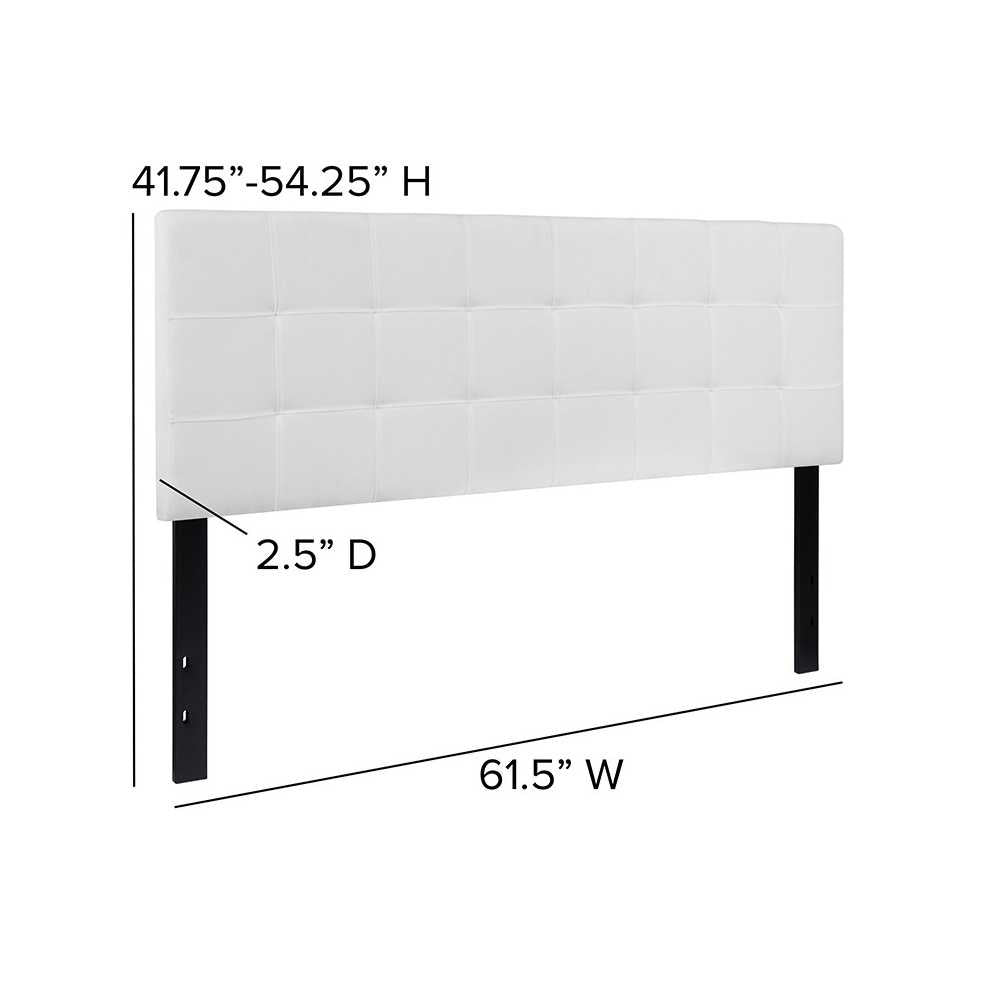 Bedford Tufted Upholstered Queen Size Headboard in White Fabric