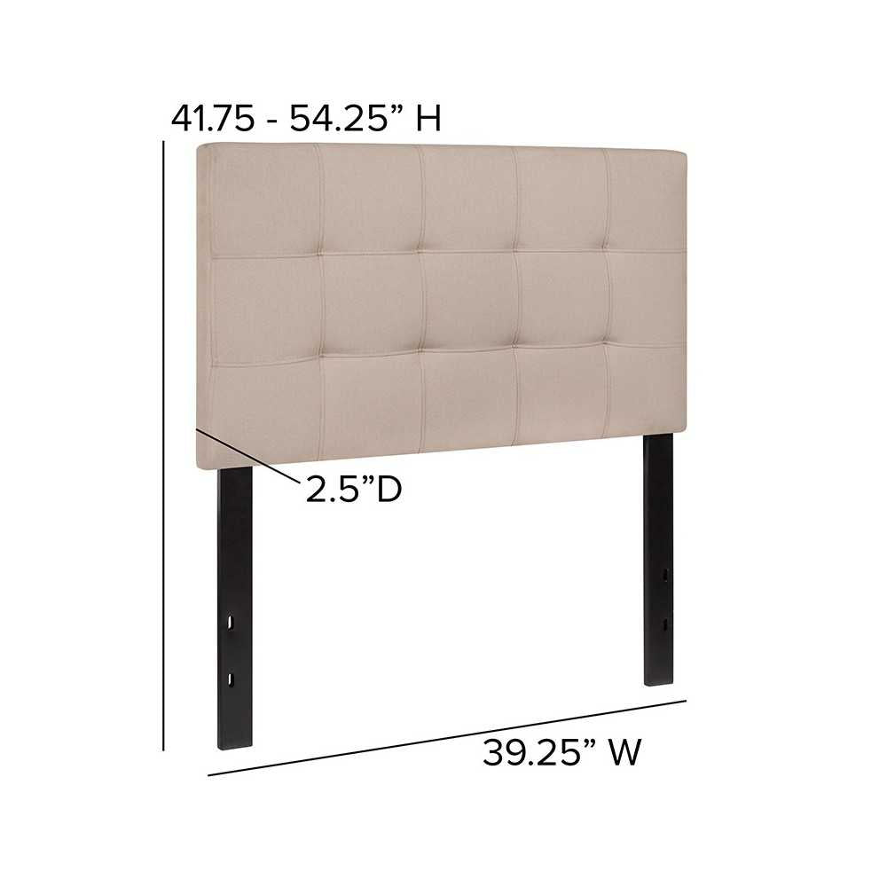 Bedford Tufted Upholstered Twin Size Headboard in Beige Fabric