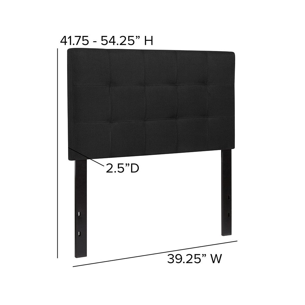 Bedford Tufted Upholstered Twin Size Headboard in Black Fabric