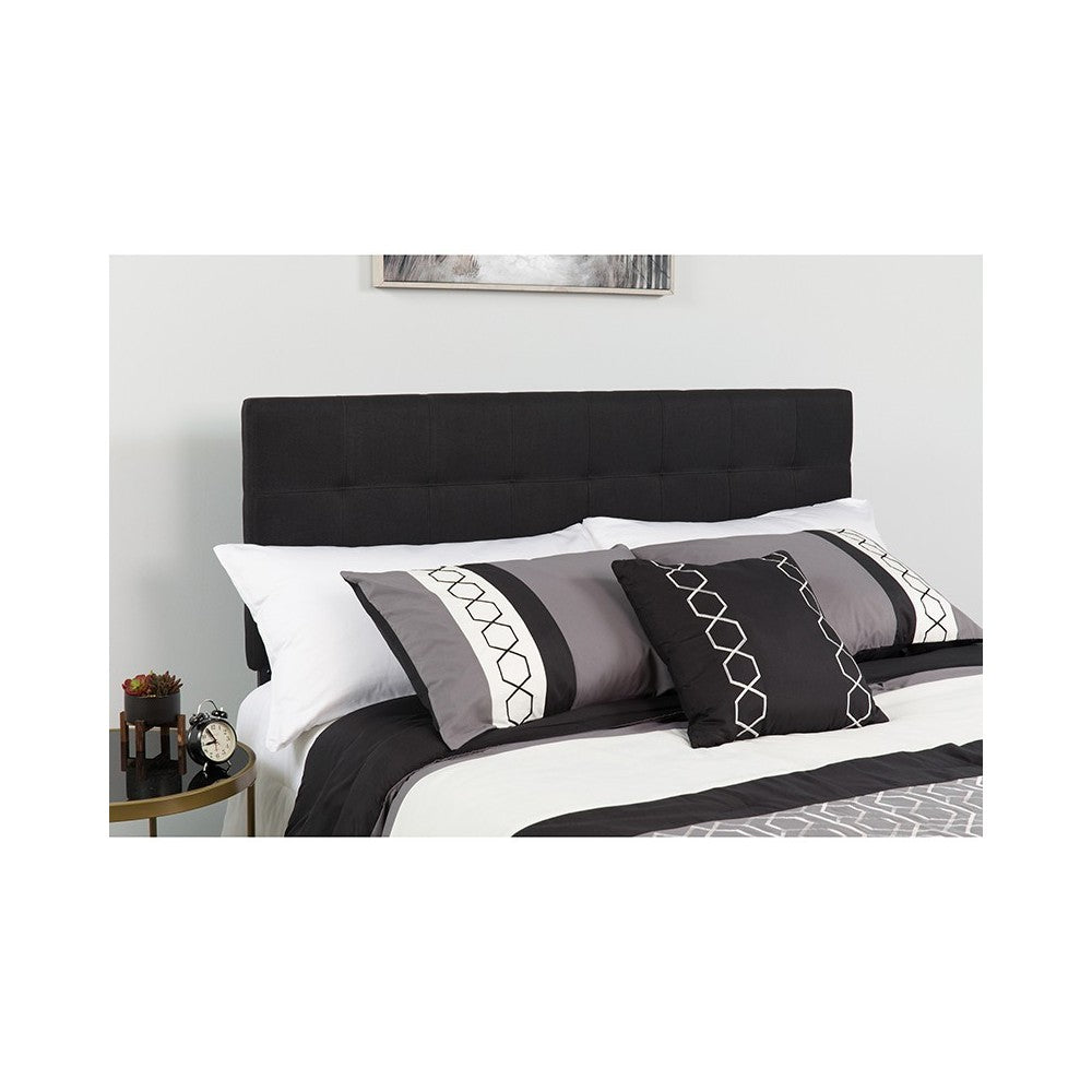Bedford Tufted Upholstered Twin Size Headboard in Black Fabric