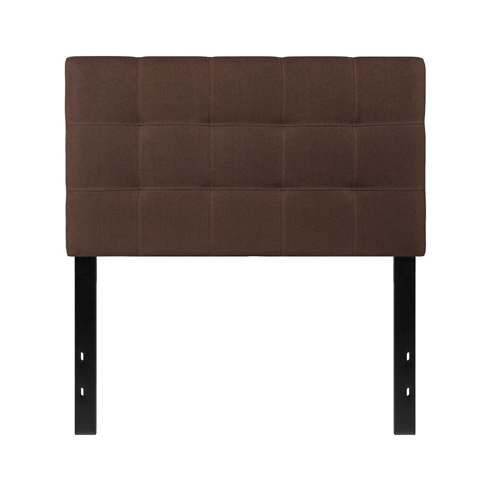 Bedford Tufted Upholstered Twin Size Headboard in Dark Brown Fabric