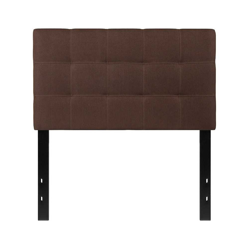 Bedford Tufted Upholstered Twin Size Headboard in Dark Brown Fabric