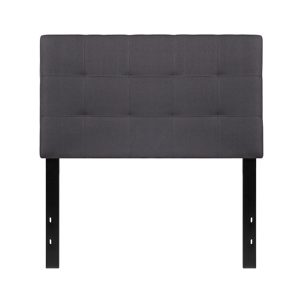 Bedford Tufted Upholstered Twin Size Headboard in Dark Gray Fabric