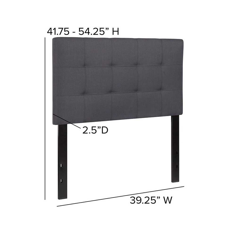 Bedford Tufted Upholstered Twin Size Headboard in Dark Gray Fabric
