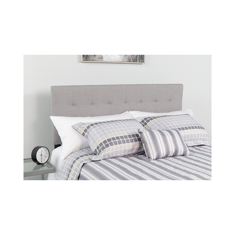 Bedford Tufted Upholstered Twin Size Headboard in Light Gray Fabric