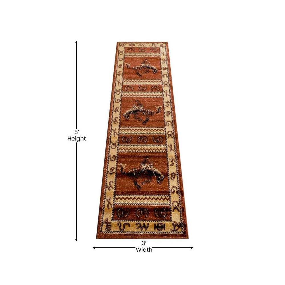 Beige 2' x 7' Cowboy Area Rug