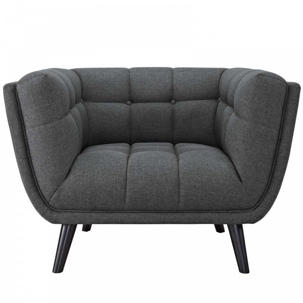Bestow 2 Piece Upholstered Fabric Sofa and Armchair Set, Gray