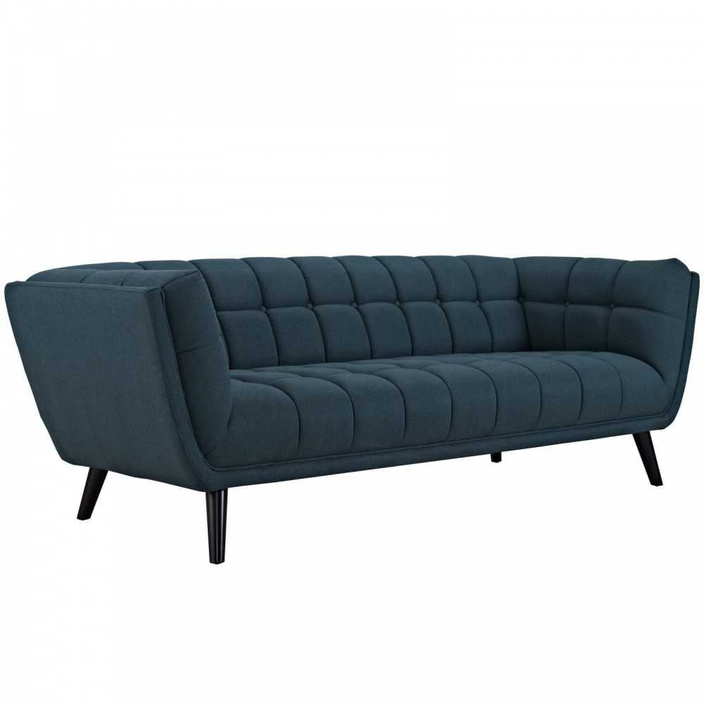 Bestow 2 Piece Upholstered Fabric Sofa and Loveseat Set, Blue