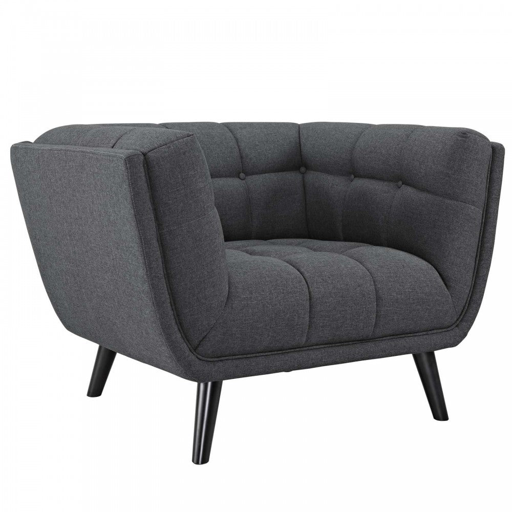 Bestow 3 Piece Upholstered Fabric Sofa and Armchair Set, Gray