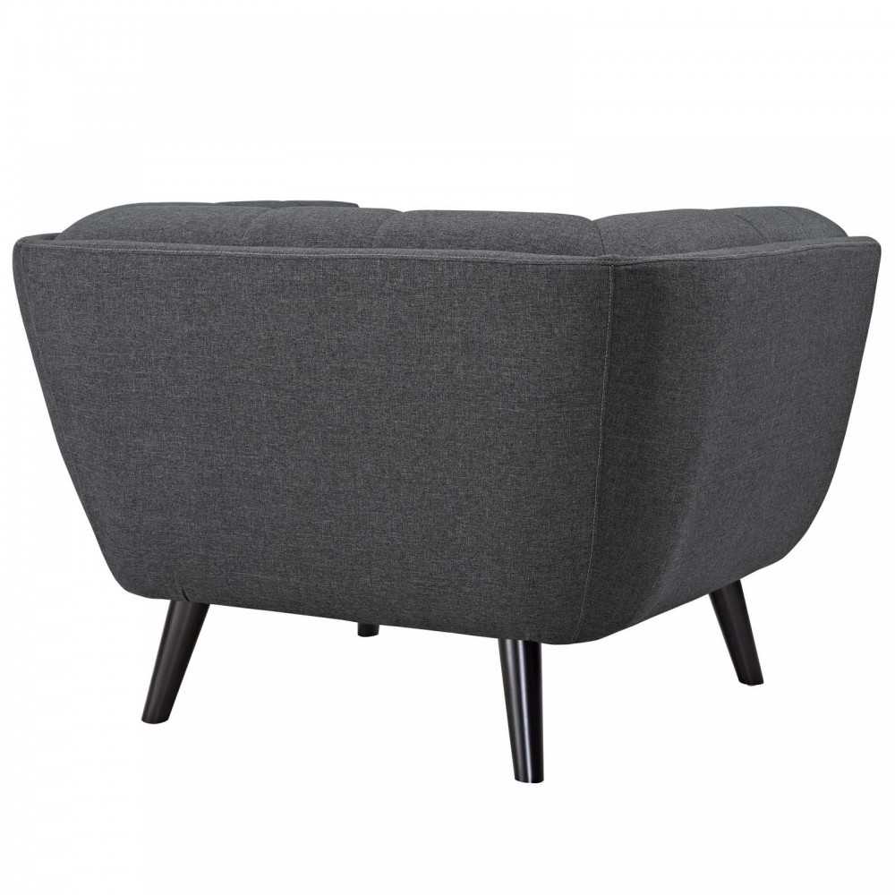 Bestow 3 Piece Upholstered Fabric Sofa and Armchair Set, Gray