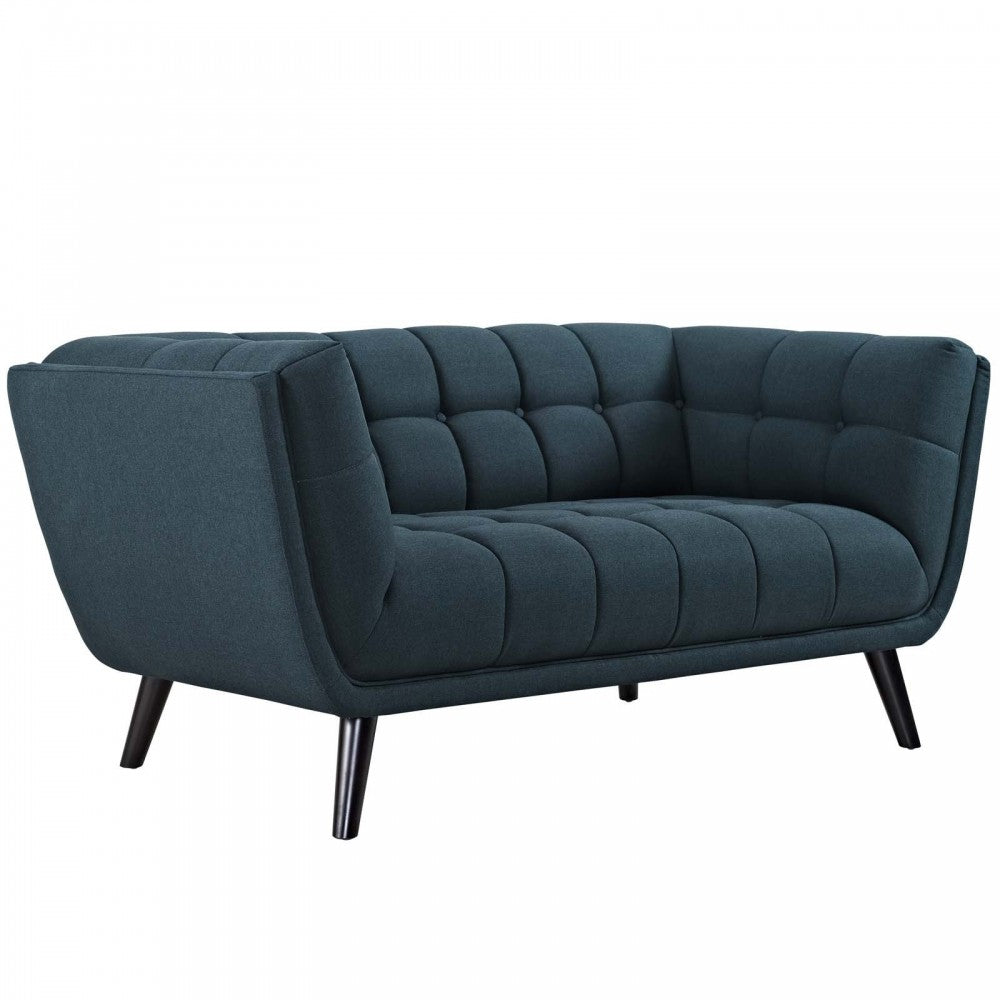Bestow 3 Piece Upholstered Fabric Sofa Loveseat and Armchair Set, Blue