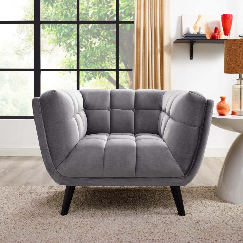 Bestow Performance Velvet Armchair, Gray