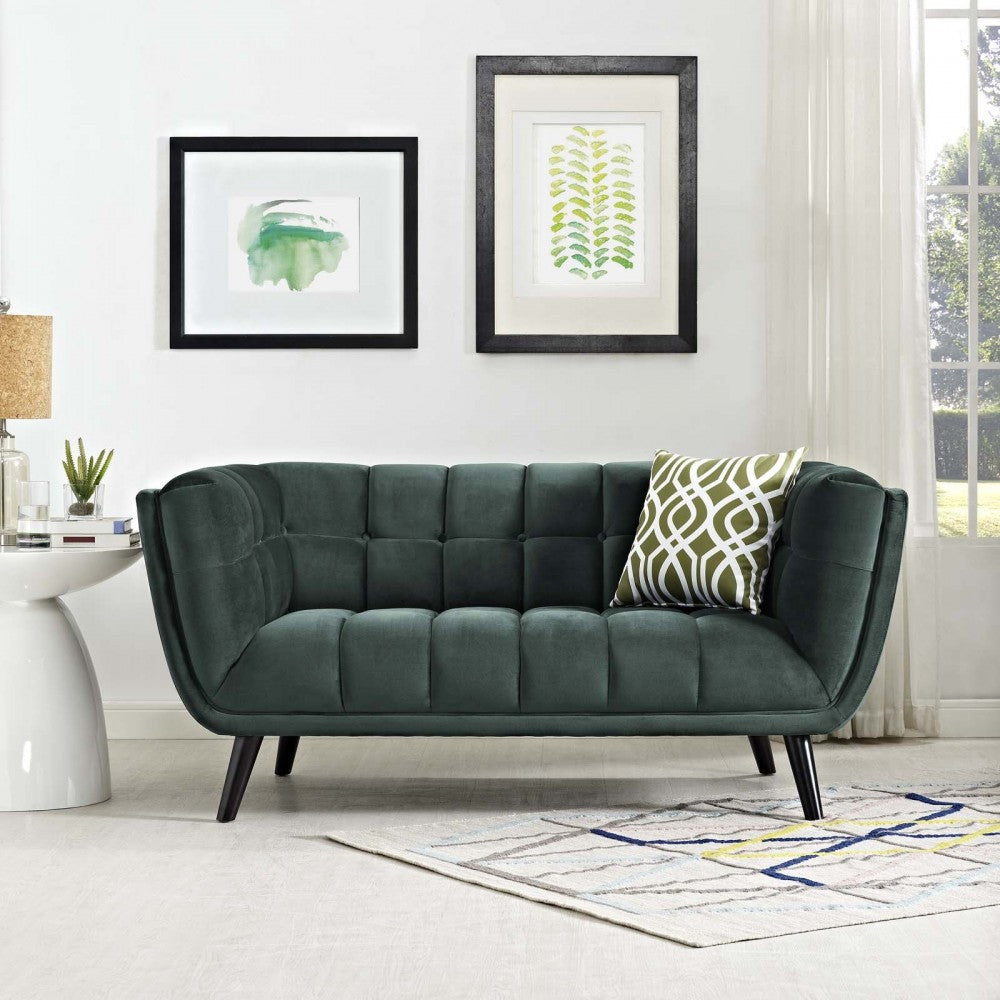 Bestow Performance Velvet Loveseat, Green