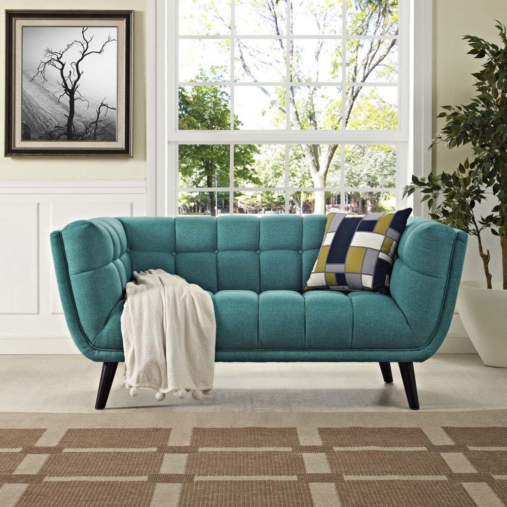 Bestow Upholstered Fabric Loveseat, Teal