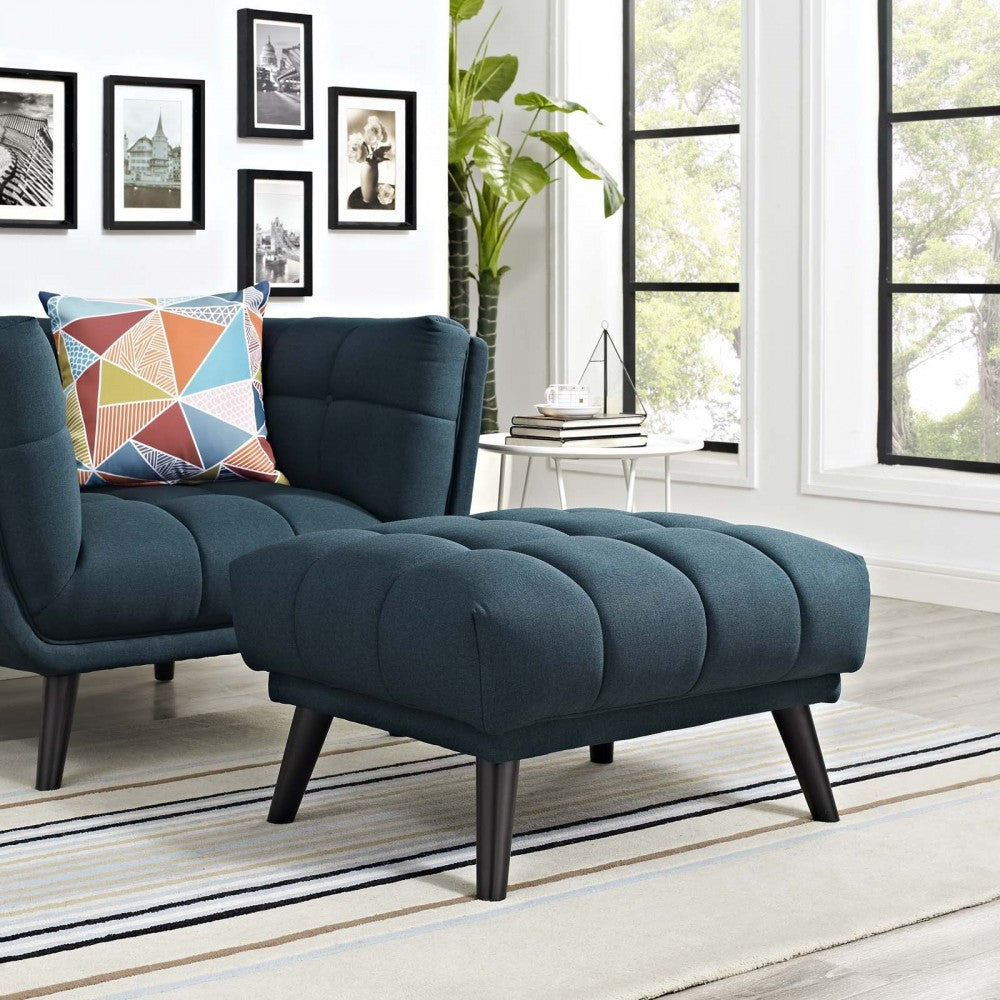 Bestow Upholstered Fabric Ottoman, Blue