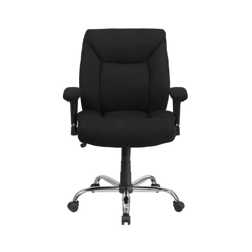 Big & Tall 400 lb. Rated Black Fabric Deep Tufted Swivel Ergonomic Task Office Chair with Adjustable Arms