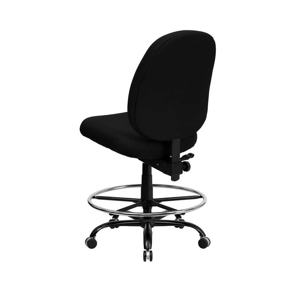 Big & Tall 400 lb. Rated Black Fabric Ergonomic Drafting Chair with Adjustable Back Height
