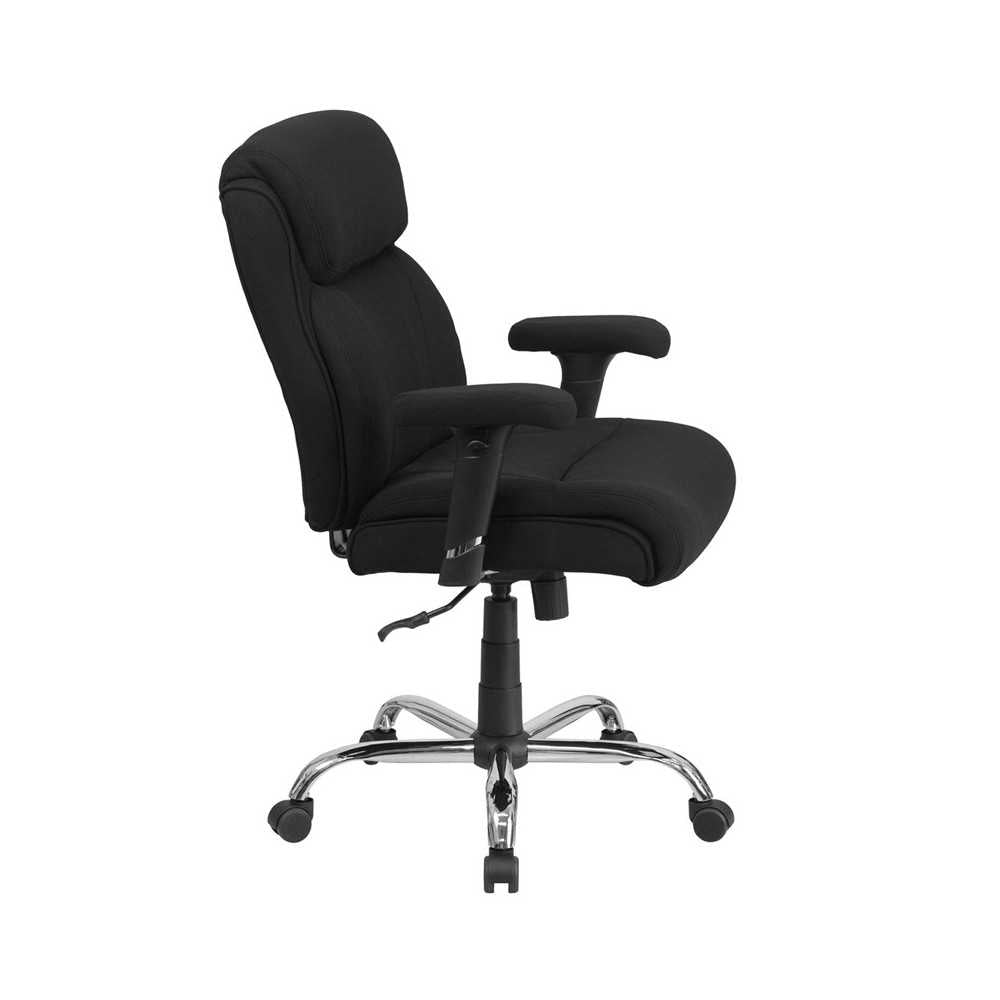 Big & Tall 400 lb. Rated Black Fabric Ergonomic Task Office Chair with Line Stitching and Adjustable Arms