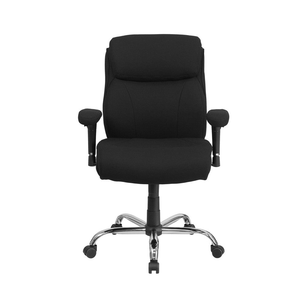 Big & Tall 400 lb. Rated Black Fabric Ergonomic Task Office Chair with Line Stitching and Adjustable Arms
