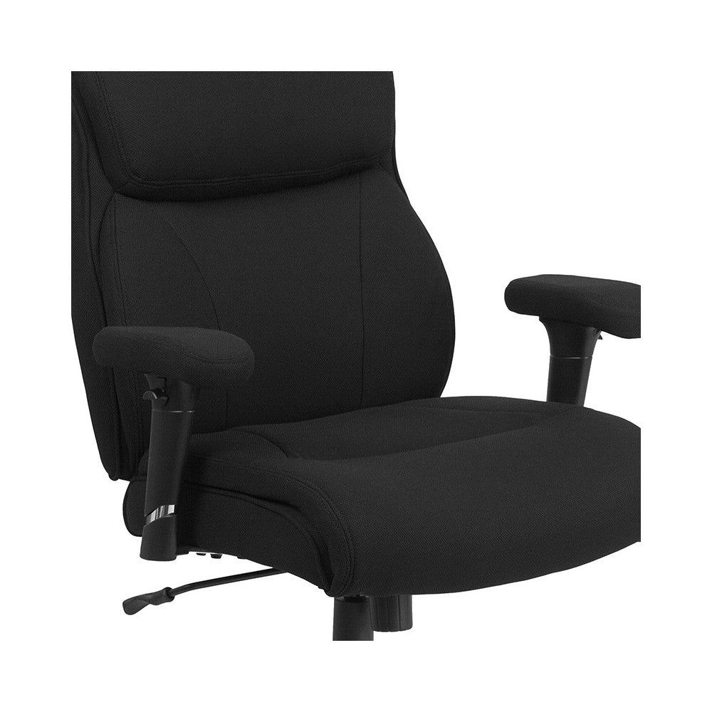 Big & Tall 400 lb. Rated Black Fabric Ergonomic Task Office Chair with Line Stitching and Adjustable Arms