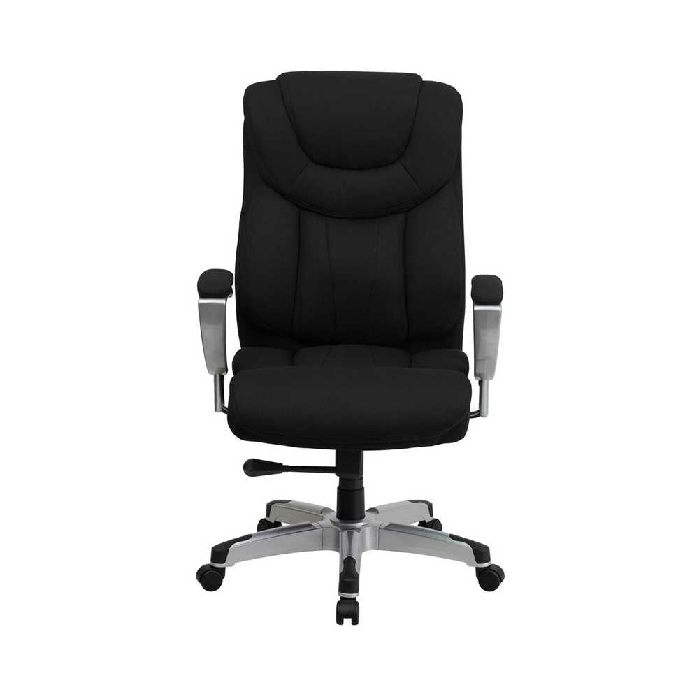 Big & Tall 400 lb. Rated Black Fabric Executive Ergonomic Office Chair with Silver Adjustable Arms