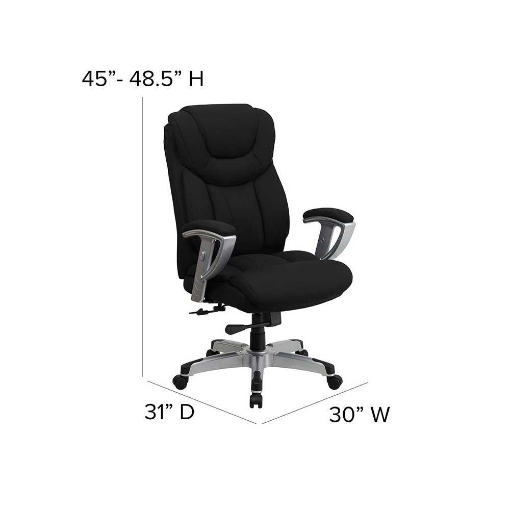 Big & Tall 400 lb. Rated Black Fabric Executive Ergonomic Office Chair with Silver Adjustable Arms