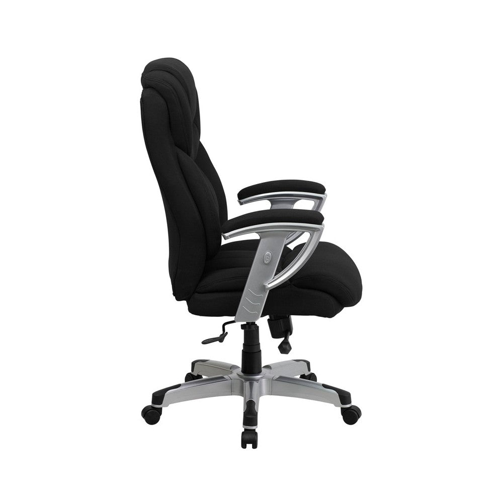 Big & Tall 400 lb. Rated Black Fabric Executive Ergonomic Office Chair with Silver Adjustable Arms